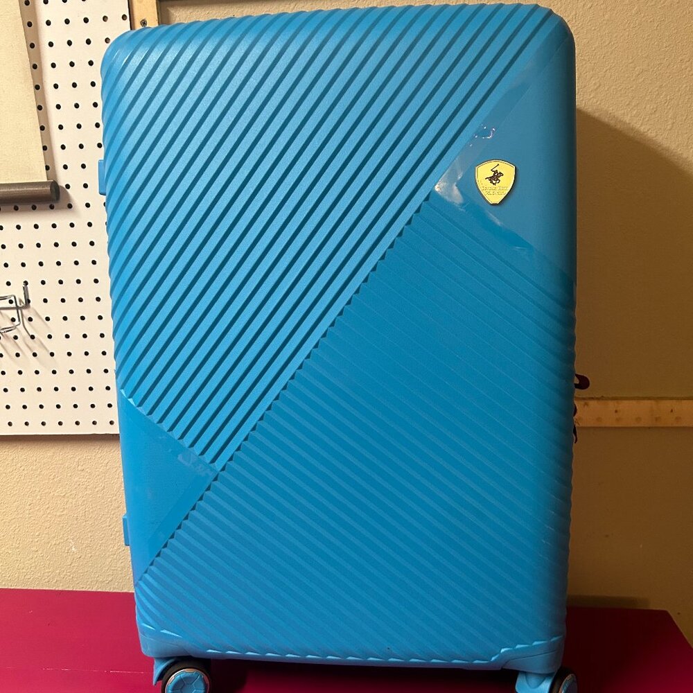 28" Blue Polo Club Hard Shell Spinner Suitcase - Lightweight & Durable